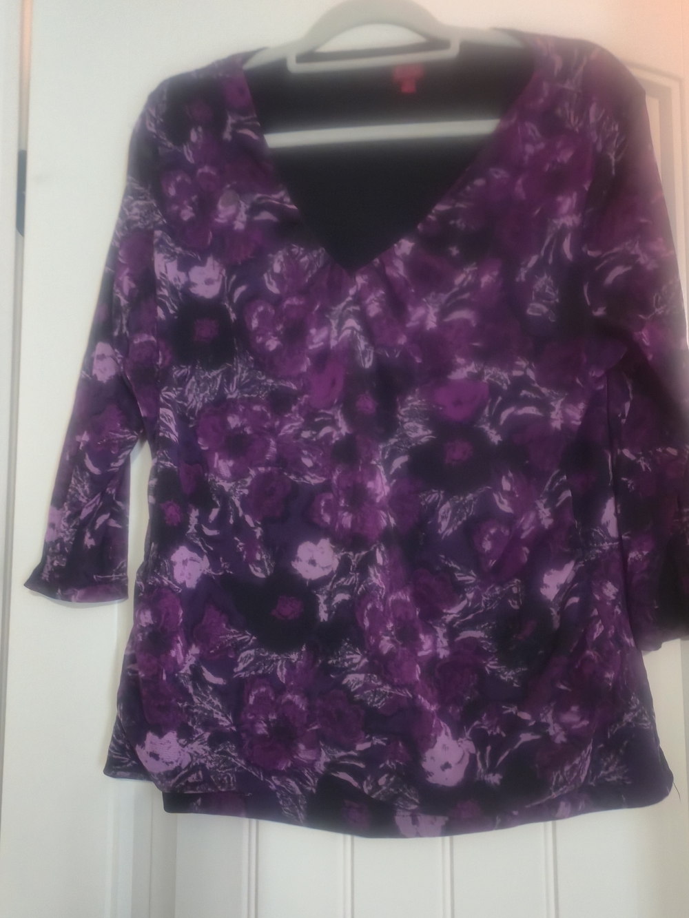 212 Collection Purple Floral V-Neck Tunic Top